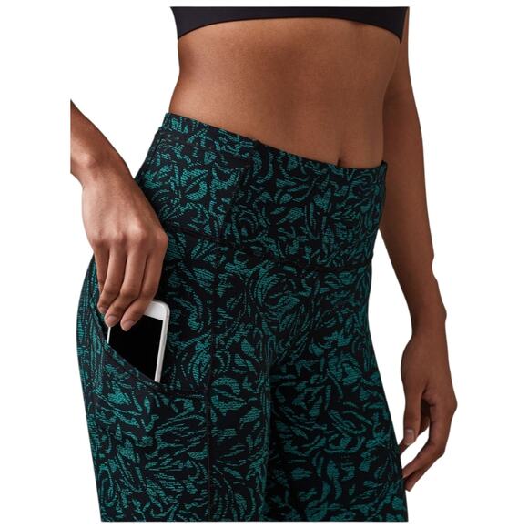 NWOT Lululemon Fast & Free Crop 19" Side Pocket Thrive Viridian Green Black Sz 6 - Picture 12 of 13